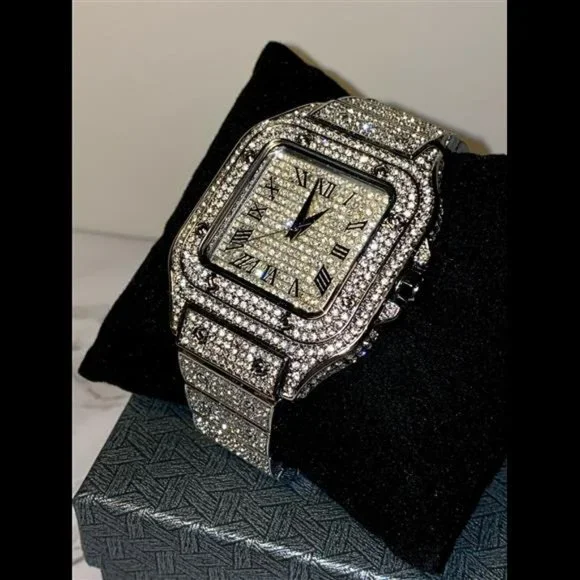 Mens Custom Fully Ice out Sport Iced Cz VVS Quality Stainless Steel Fully Bling